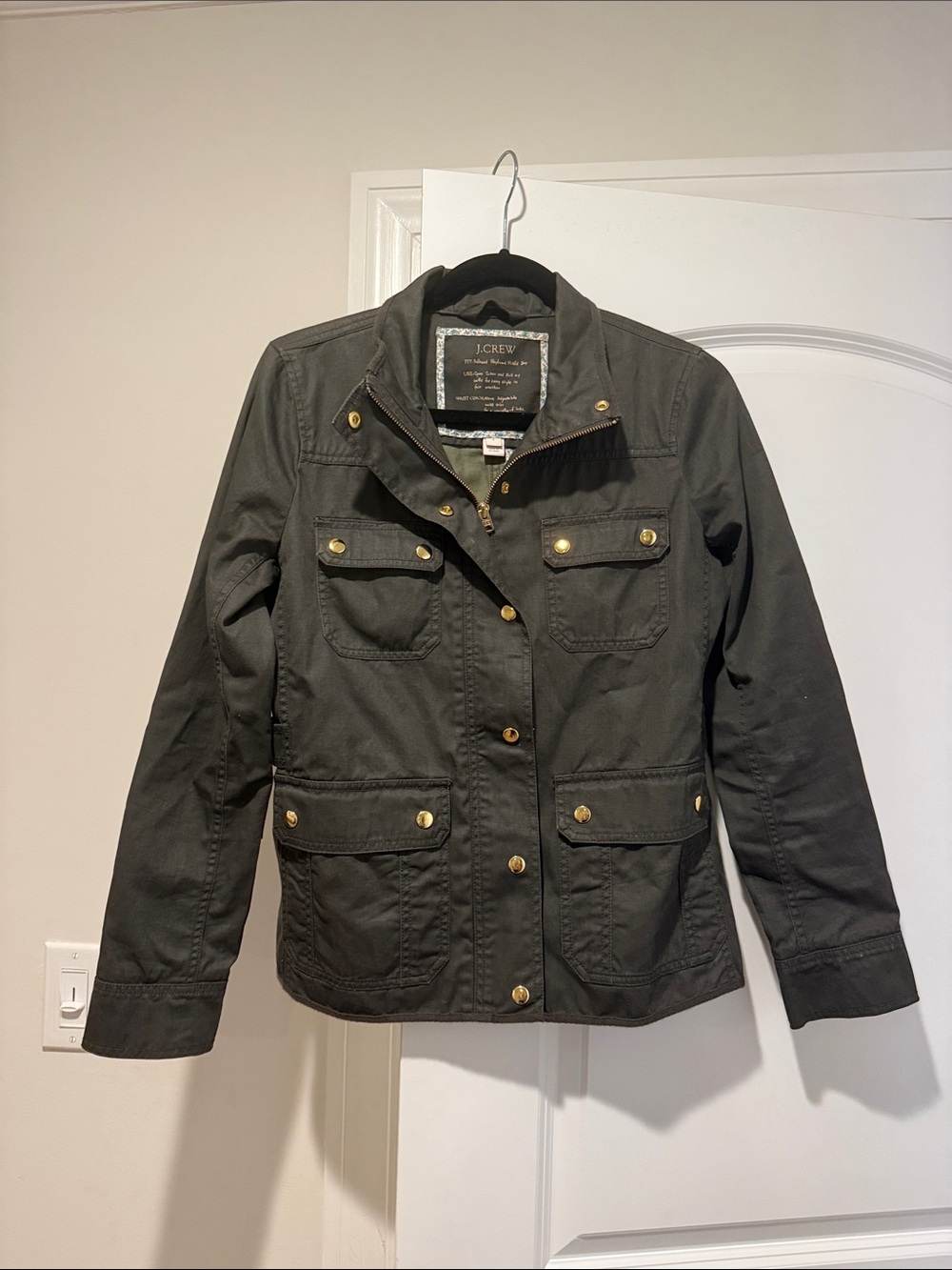 J. Crew Olive Utility Jacket with Brass Buttons